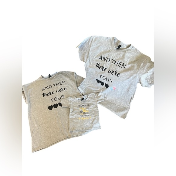 Tops - Pregnancy announcement 2nd child parents and toddler matching tshirt set